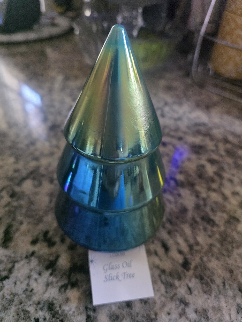 Set of 3 Iridescent Glass Oil Slick Christmas Trees Tabletop Decor NWT - Picture 5 of 11